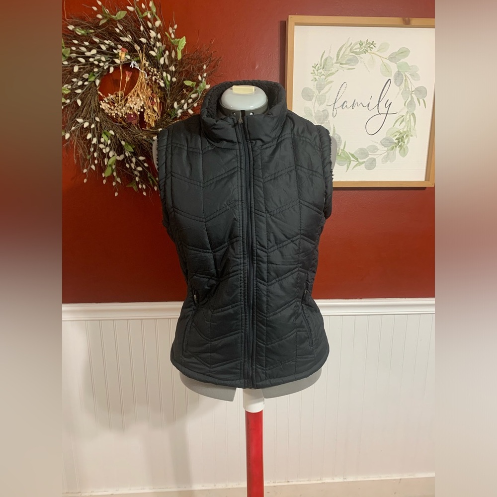 Ashley Sherpa Lined Black Noir Sleeveless Vest